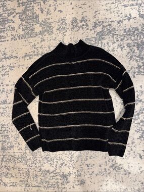 Rachel Zoe Black Stripe Mock Neck Sweater